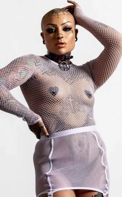 Killstar Sweetheart Fishnet Top | Lilac Clothing
