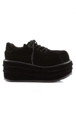 Demonia TEMPO-08 Black Vegan Suede Oxford Shoes