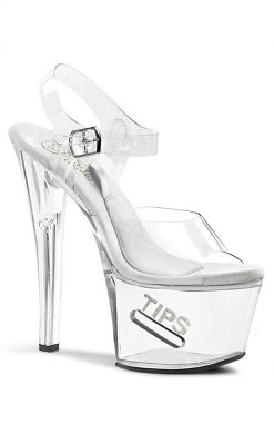 Pleaser TIPJAR-708-5 Clear Heels (Last Pair: Size 5) Sale