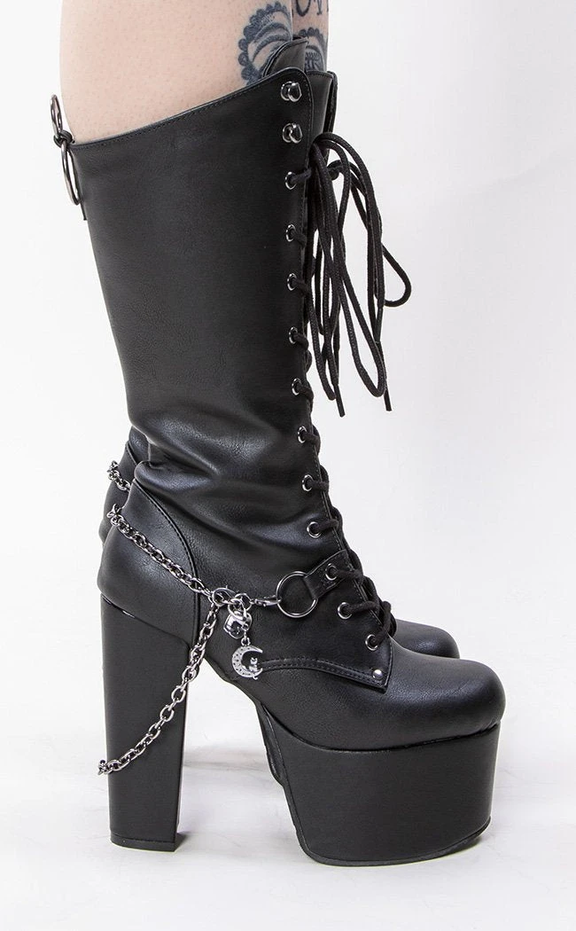 Demonia Shoes TORMENT-170 Black Vegan Chained Platform Boots 4 Demonia Shoes TORMENT-170 Black Vegan Chained Platform Boots