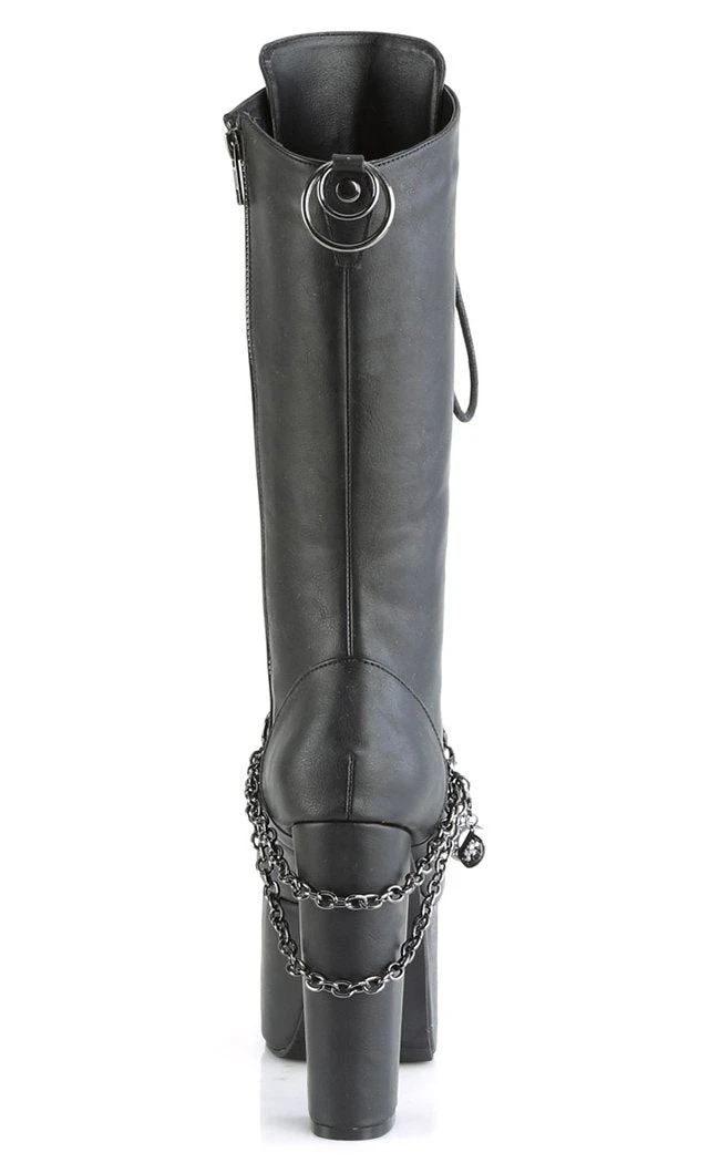 Demonia Shoes TORMENT-170 Black Vegan Chained Platform Boots 6 Demonia Shoes TORMENT-170 Black Vegan Chained Platform Boots