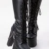 Demonia Shoes TORMENT-170 Black Vegan Chained Platform Boots