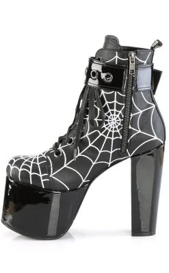 Demonia Shoes TORMENT-51 Black Spiderweb Platform Boots