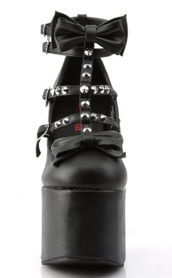 Demonia TORMENT-600 Black Vegan Leather Platform Mary Jane Heels