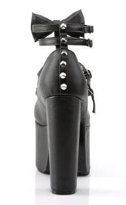 Demonia TORMENT-600 Black Vegan Leather Platform Mary Jane Heels