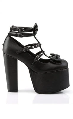 Demonia TORMENT-600 Black Vegan Leather Platform Mary Jane Heels
