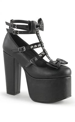 Demonia TORMENT-600 Black Vegan Leather Platform Mary Jane Heels