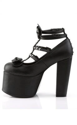 Demonia Sale TORMENT-600 Black Vegan Leather Platform Mary Jane Heels (Last Pair: Size 7)