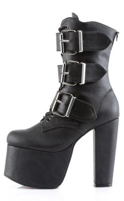 Demonia TORMENT-703 Black Vegan Leather Platform Boots