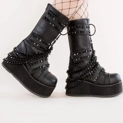 Demonia TRASHVILLE-138 Black Vegan Leather Platform Boots (Last Pair: 4M/6W)