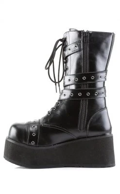 Demonia TRASHVILLE-205 Black Vegan Leather Platform Boots Shoes