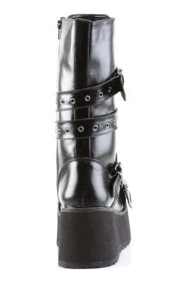 Demonia TRASHVILLE-205 Black Vegan Leather Platform Boots Shoes