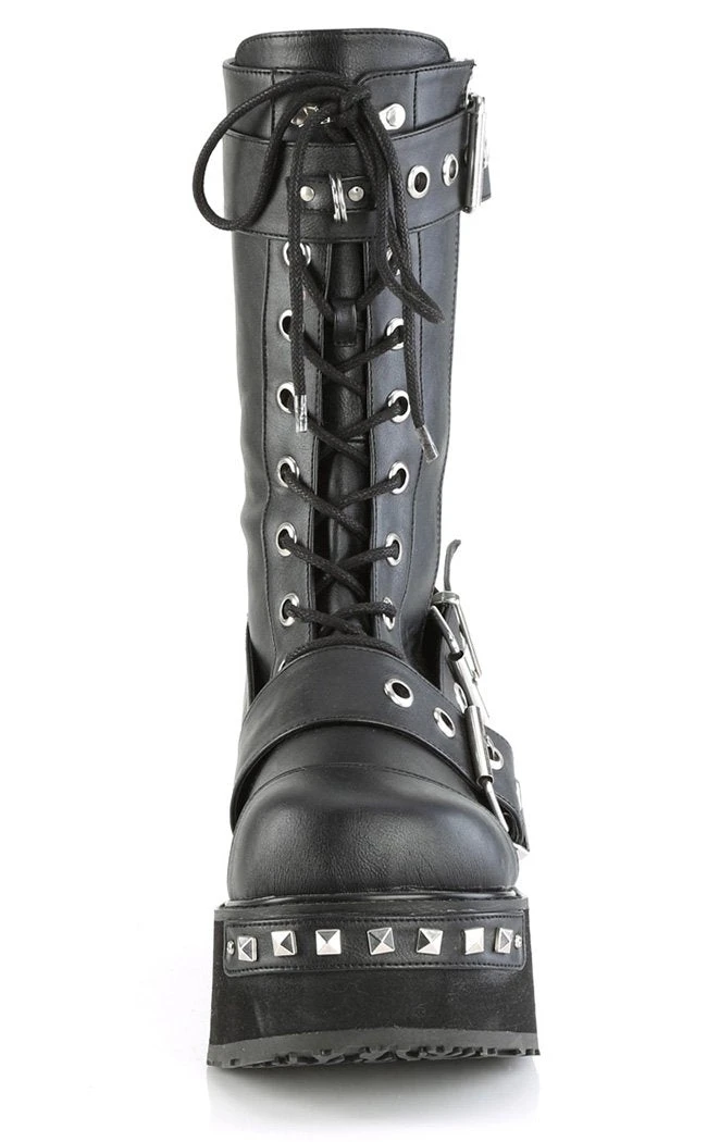 Demonia Shoes TRASHVILLE-250 Black Vegan Leather Platform Boots 4 Demonia Shoes TRASHVILLE-250 Black Vegan Leather Platform Boots