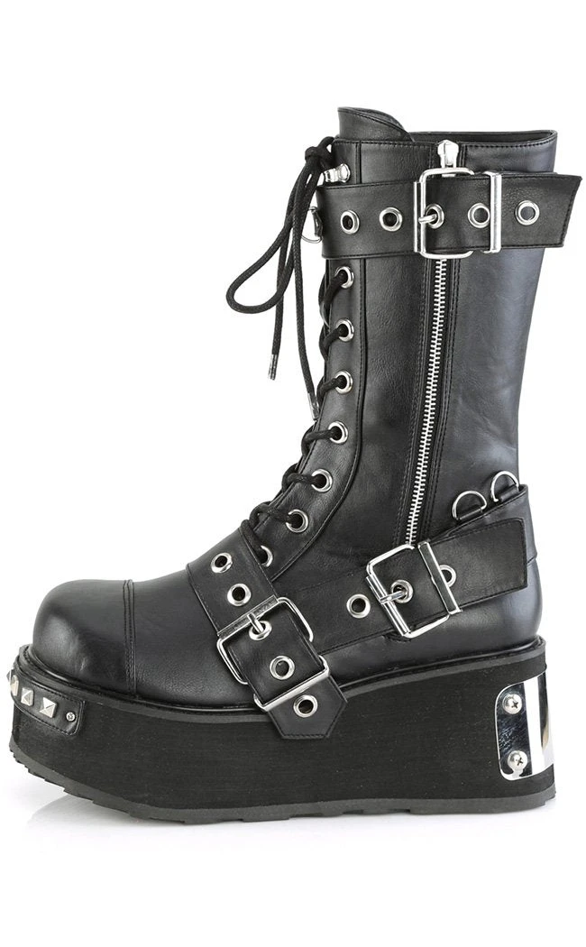 Demonia Shoes TRASHVILLE-250 Black Vegan Leather Platform Boots 5 Demonia Shoes TRASHVILLE-250 Black Vegan Leather Platform Boots