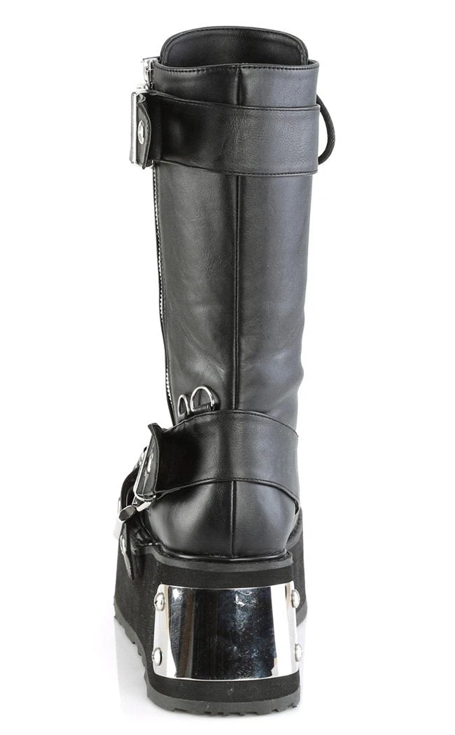Demonia Shoes TRASHVILLE-250 Black Vegan Leather Platform Boots 6 Demonia Shoes TRASHVILLE-250 Black Vegan Leather Platform Boots
