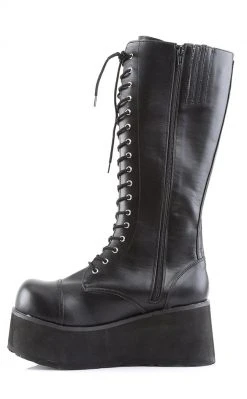 Demonia Shoes TRASHVILLE-502 Black Vegan Leather Platform Boots