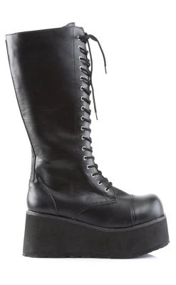 Demonia Shoes TRASHVILLE-502 Black Vegan Leather Platform Boots
