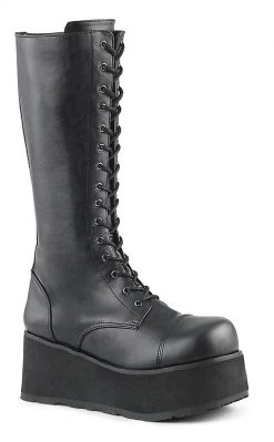 Demonia Shoes TRASHVILLE-502 Black Vegan Leather Platform Boots