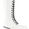 Demonia TRASHVILLE-502 White Vegan Leather Platform Boots Shoes