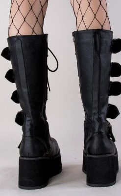 Demonia TRASHVILLE-518 Black Vegan Leather Platform Knee High Boots (Au Stock) Shoes 13 Demonia TRASHVILLE-518 Black Vegan Leather Platform Knee High Boots (Au Stock) Shoes