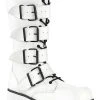 Demonia TRASHVILLE-518 White Vegan Leather Platform Knee High Boots