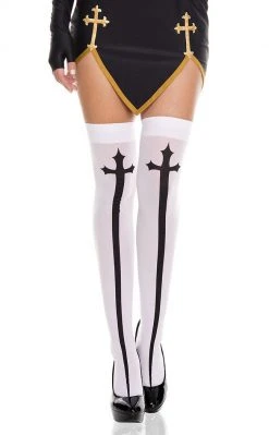 Music Legs Take Me To Church Backwards Thigh Highs Clothing
