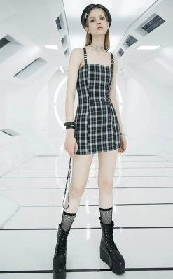 Punk Rave Teeny Tina Checkered Dress | Black & White