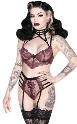 Killstar Clothing Tortured Souls Bra | Wine
