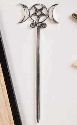 Gothic Jewellery Accessories Triple Goddess Hair Stick | Silver
