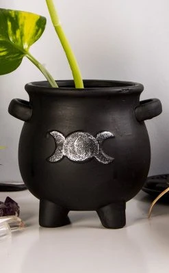 Homewares Home & Gifts Triple Moon Cauldron Plant Pot