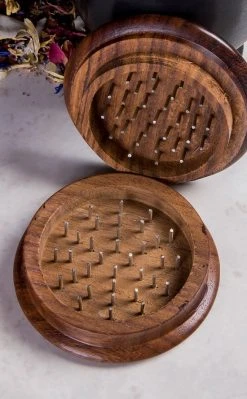 TB Home & Gifts Triple Moon Wooden Herb Grinder