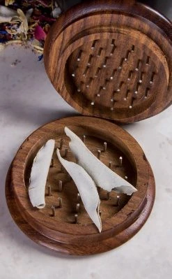 TB Home & Gifts Triple Moon Wooden Herb Grinder