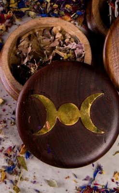 TB Home & Gifts Triple Moon Wooden Herb Grinder