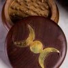 TB Home & Gifts Triple Moon Wooden Herb Grinder