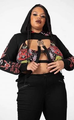 Killstar Clothing Troublemaker Cropped Hoodie