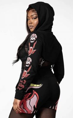 Killstar Clothing Troublemaker Cropped Hoodie