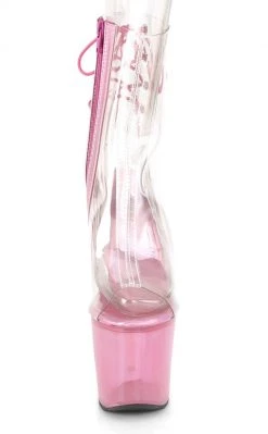 Pleaser Pole Shoes UNICORN-1018C Bubble Gum Pink Tinted Ankle Boots
