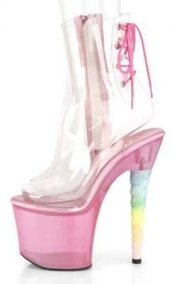 Pleaser Pole Shoes UNICORN-1018C Bubble Gum Pink Tinted Ankle Boots
