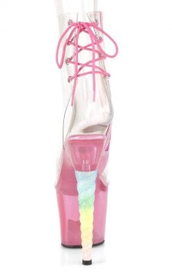 Pleaser Pole Shoes UNICORN-1018C Bubble Gum Pink Tinted Ankle Boots