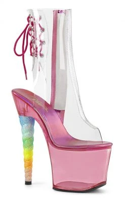 Pleaser Pole Shoes UNICORN-1018C Bubble Gum Pink Tinted Ankle Boots