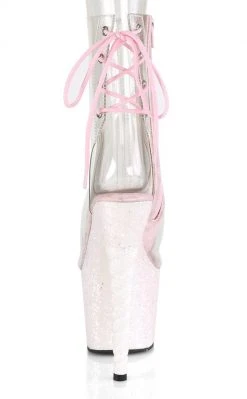 Pleaser Pole Shoes UNICORN-1018C White Opalescent Ankle Boots