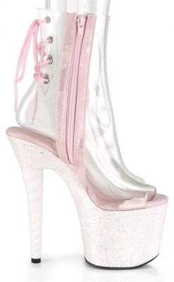 Pleaser Pole Shoes UNICORN-1018C White Opalescent Ankle Boots
