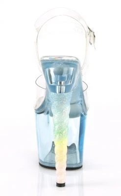 Pleaser Pole Shoes UNICORN-708T Clear Baby Blue Tinted Heels