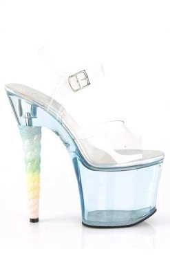 Pleaser Pole Shoes UNICORN-708T Clear Baby Blue Tinted Heels