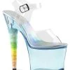 Pleaser Pole Shoes UNICORN-708T Clear Baby Blue Tinted Heels