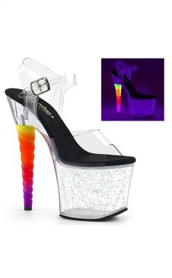 Pleaser Unicorn-708 Black/Clear Heels Pole Shoes