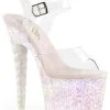 Pleaser Pole Shoes Unicorn-708LG Opal Glitter Heels
