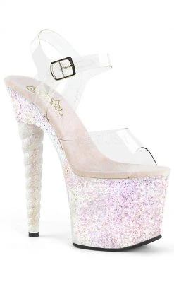 Pleaser Pole Shoes Unicorn-708LG Opal Glitter Heels