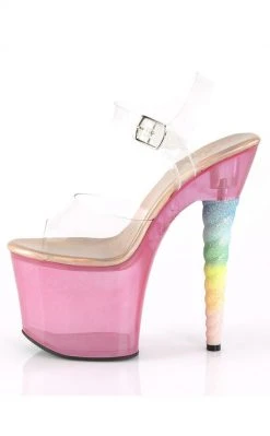 Pleaser Unicorn-708T Clear Pink Tinted Heels