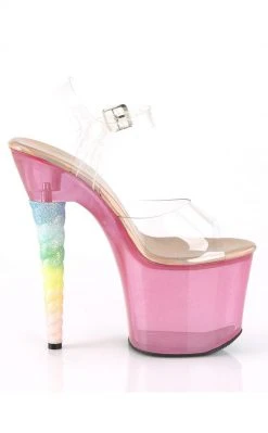 Pleaser Unicorn-708T Clear Pink Tinted Heels